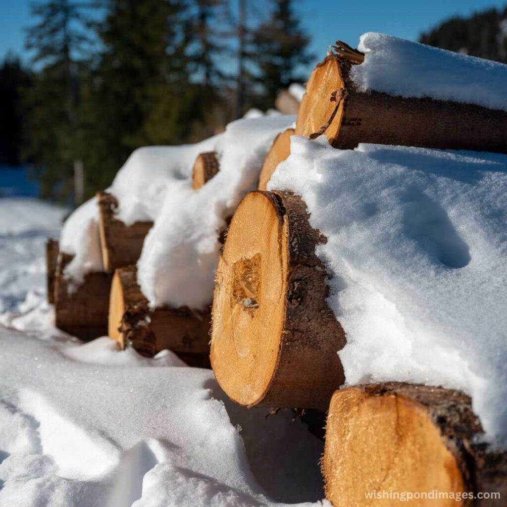 A shot of snow capped trunks - Nature Images