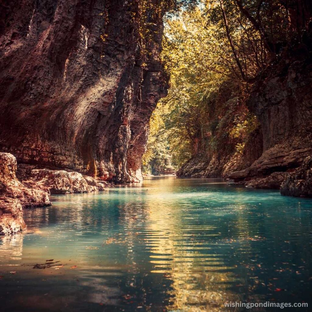 Beautiful canyon with blue water mountain river - Nature Images