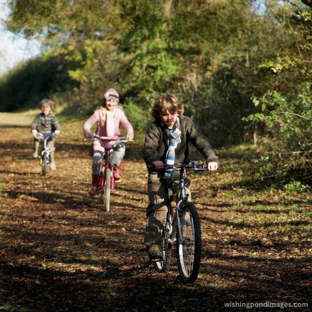 Children riding bicycles in the countryside - Nature Images