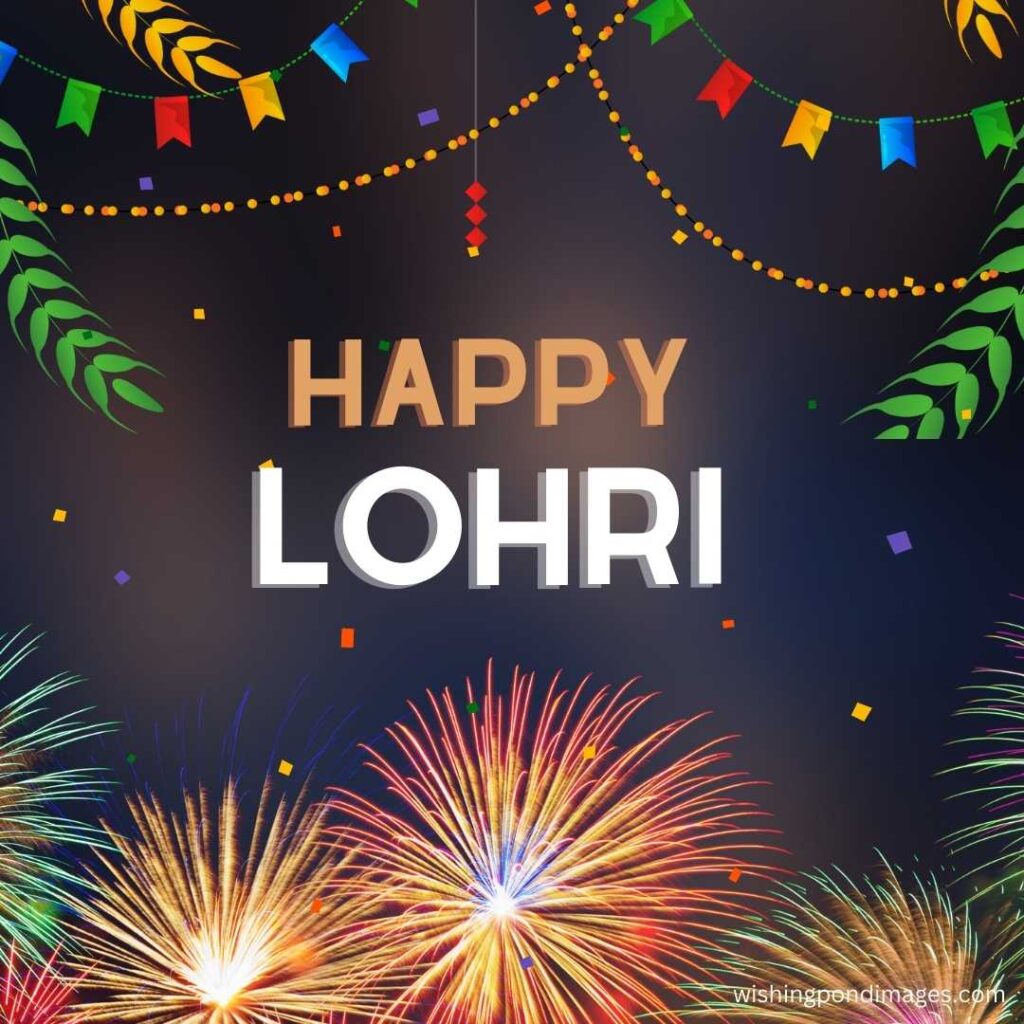 Happy lohri celebrations with sky rockets - Happy Lohri Images