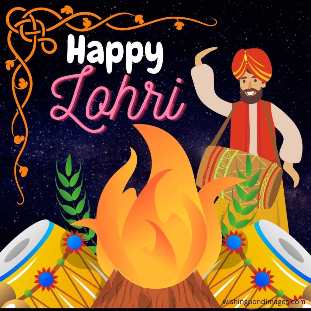 Lohri celebrations with dholi, bonfire & sweets - Happy Lohri Images