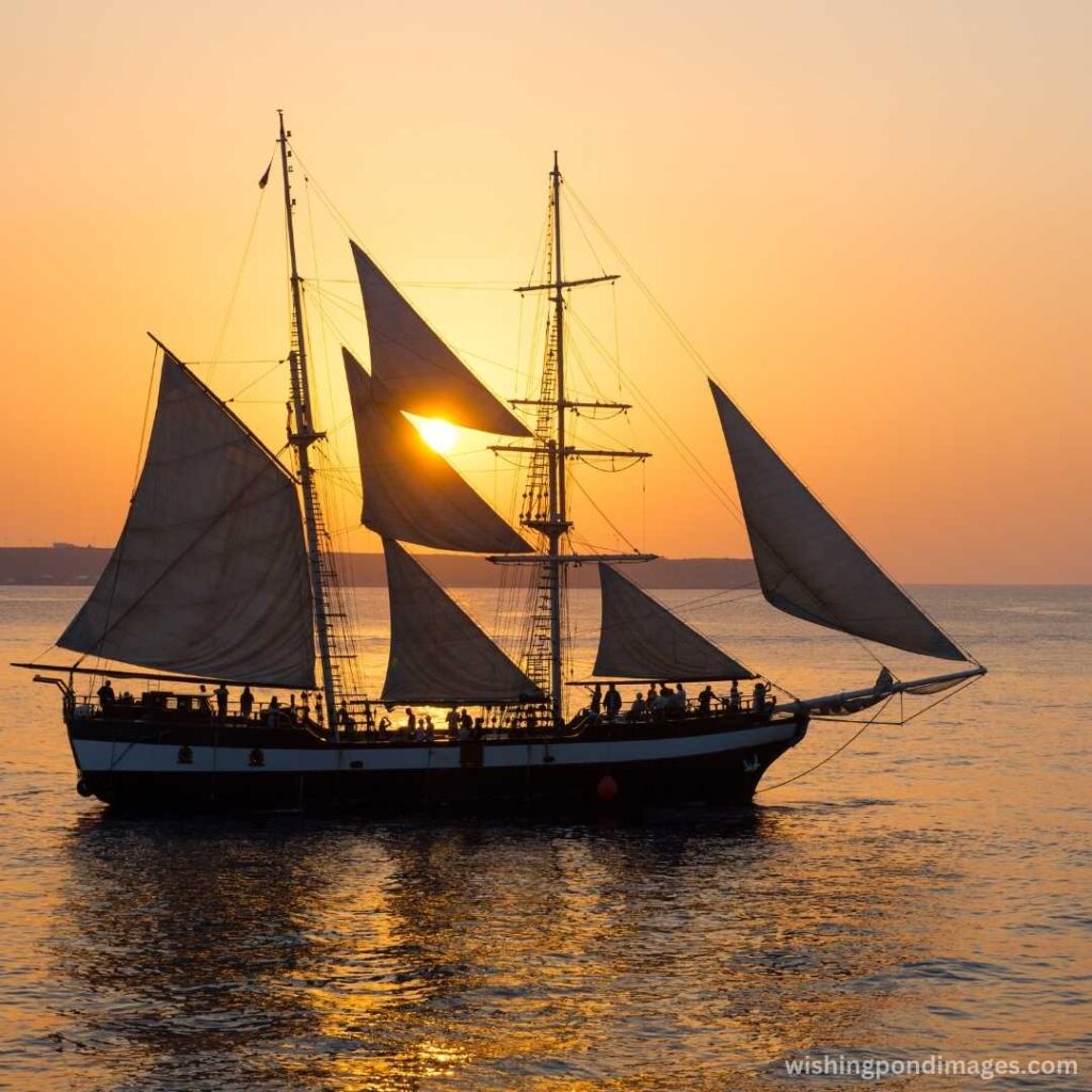 Sailing ship at sunset - Nature Images