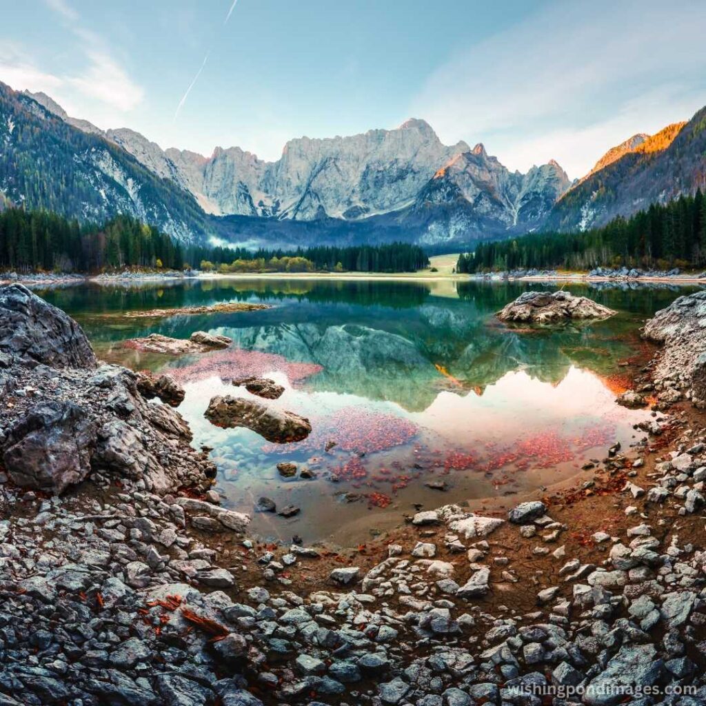 Sunrise at the beautiful mountain lake - Nature Images