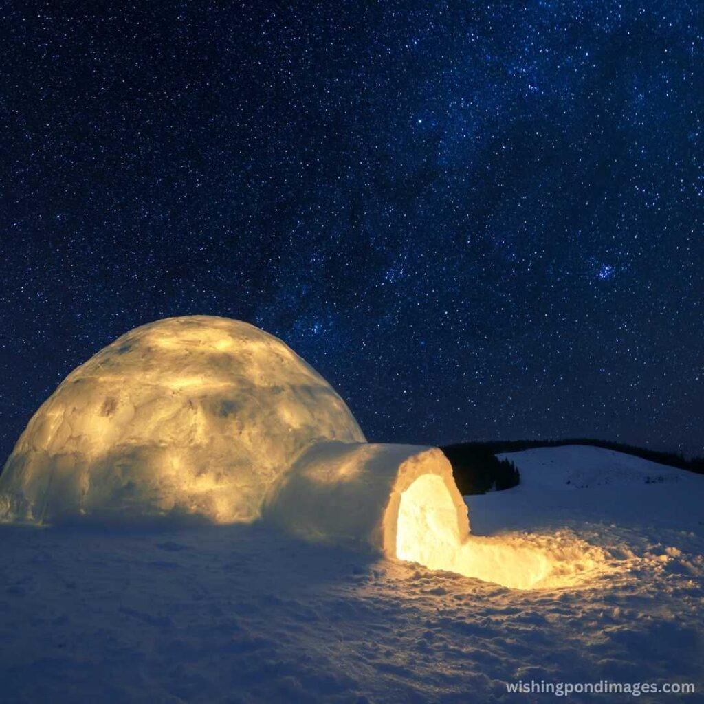 Winter landscape igloo starry sky - Nature Image