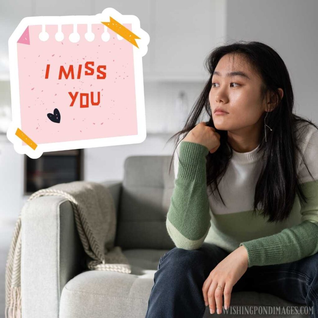 Sad lonely young Asian woman worrying about something