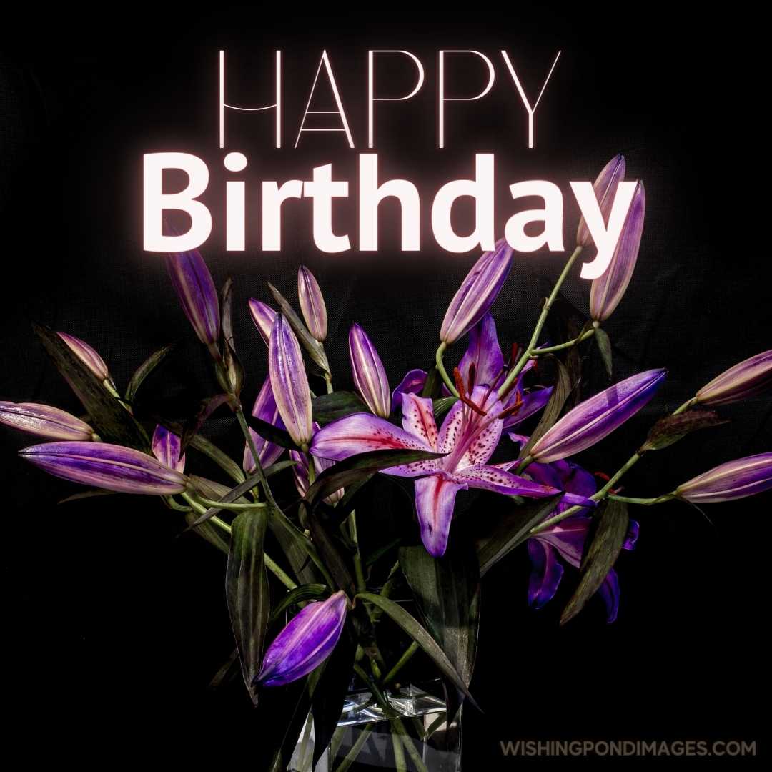 Happy Birthday Purple Flower Images - Wishing Pond Images