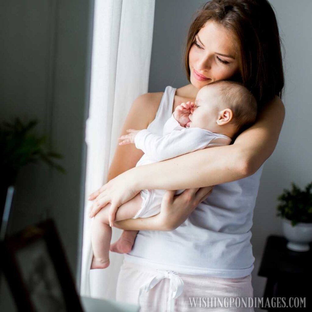 Happy mother with her newborn baby girl. Newborn baby images