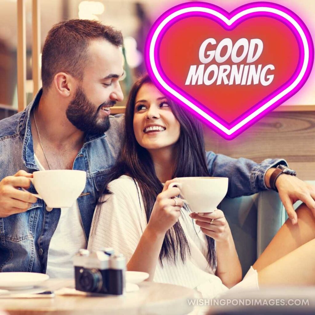 Couple drinking coffee in a cafe. Good Morning Coffee Images