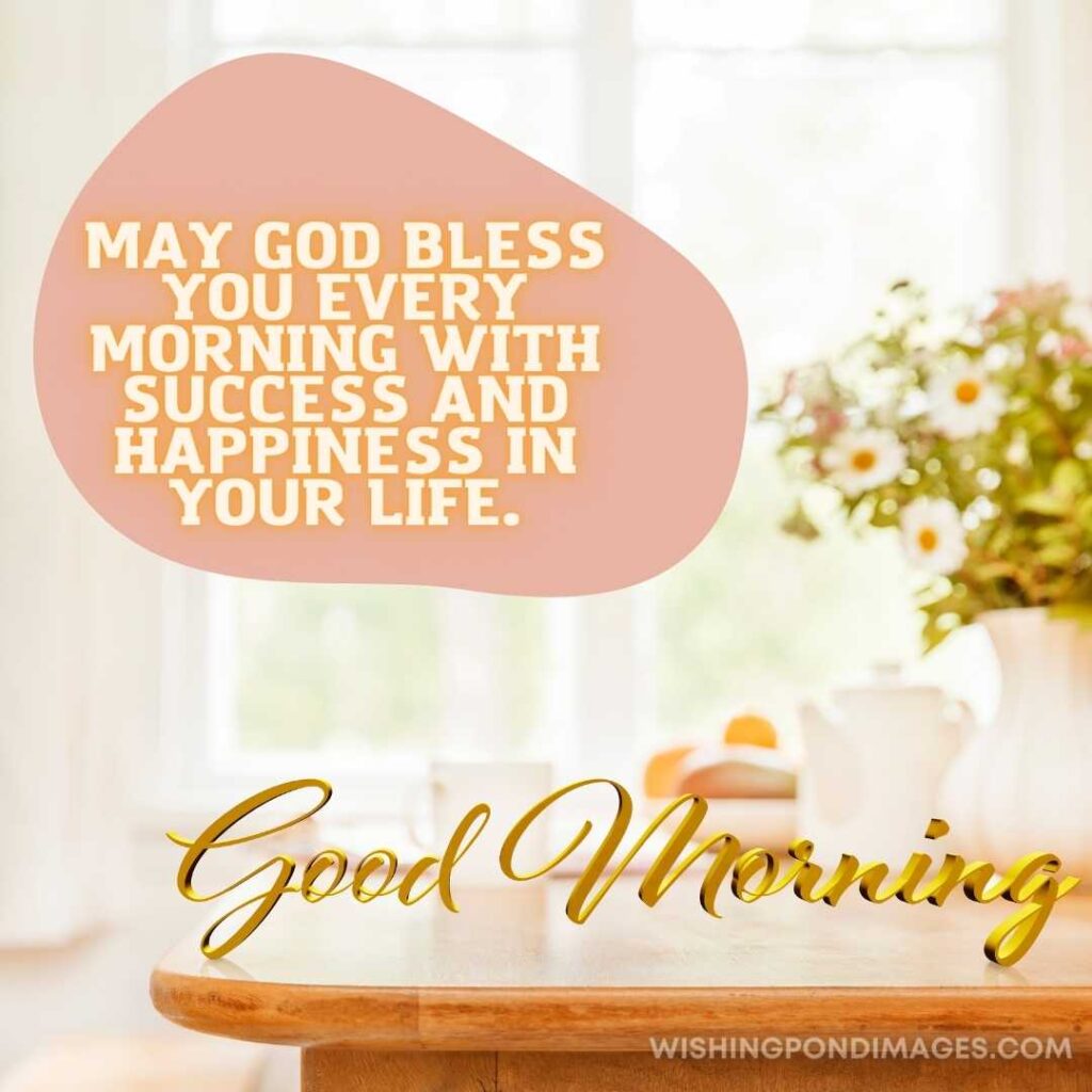 Good Morning 3D text standing on wooden kitchen table top with blurred background showing. Good Morning Coffee Images