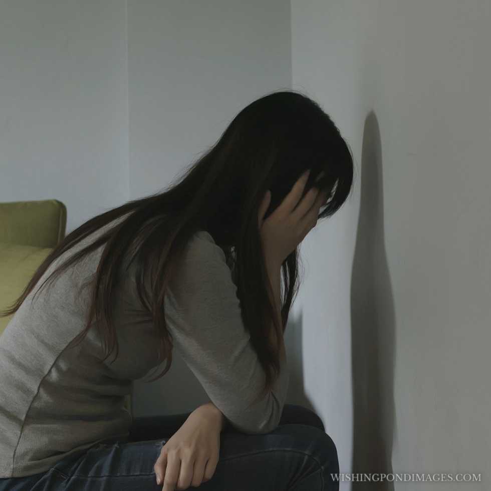 Women feel depressed in their rooms at home. Sad girl in room