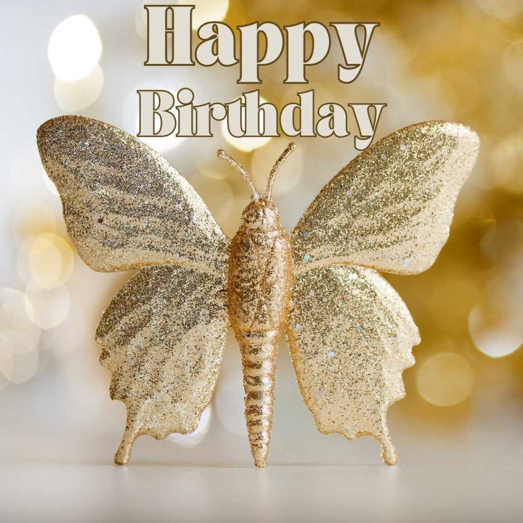 An image of gold butterfly. Happy birthday butterfly images