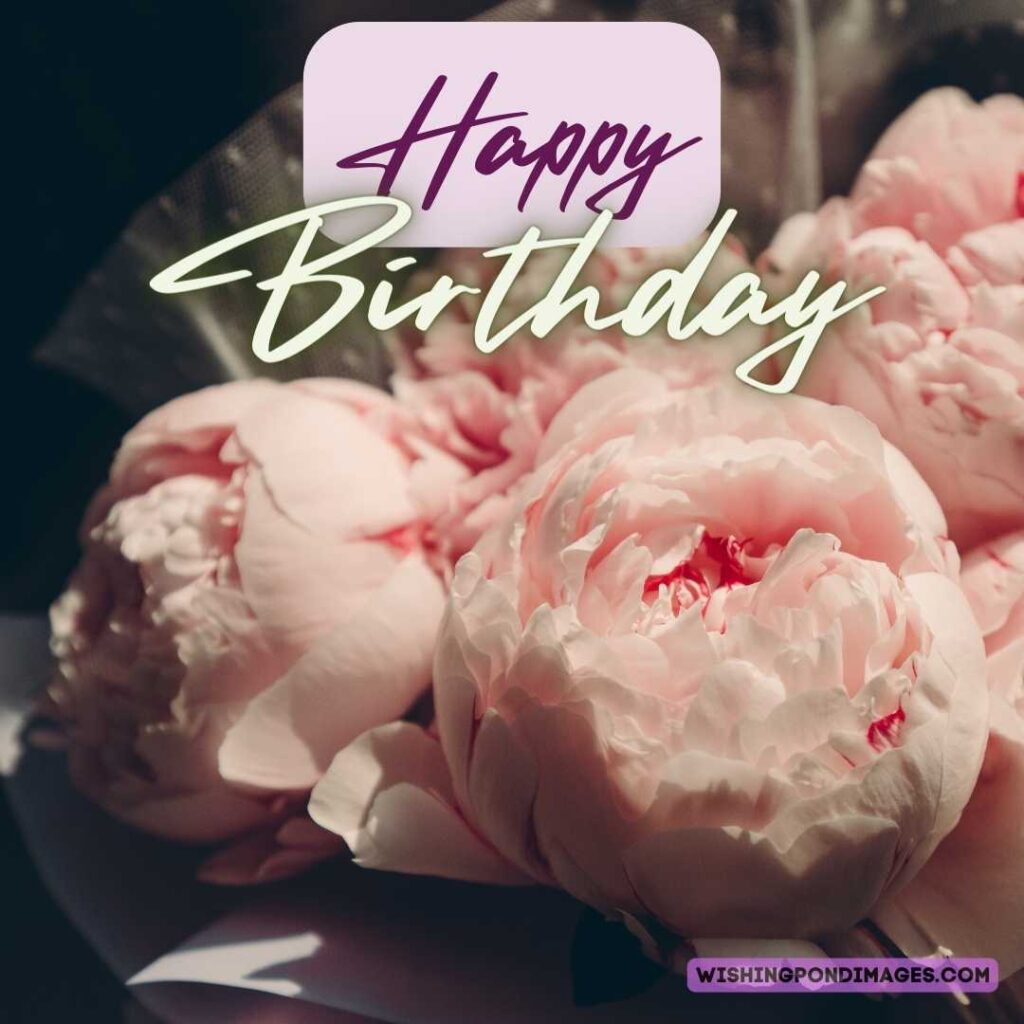 An image of light pink-colored peony flower bouquet. Happy birthday peonies images