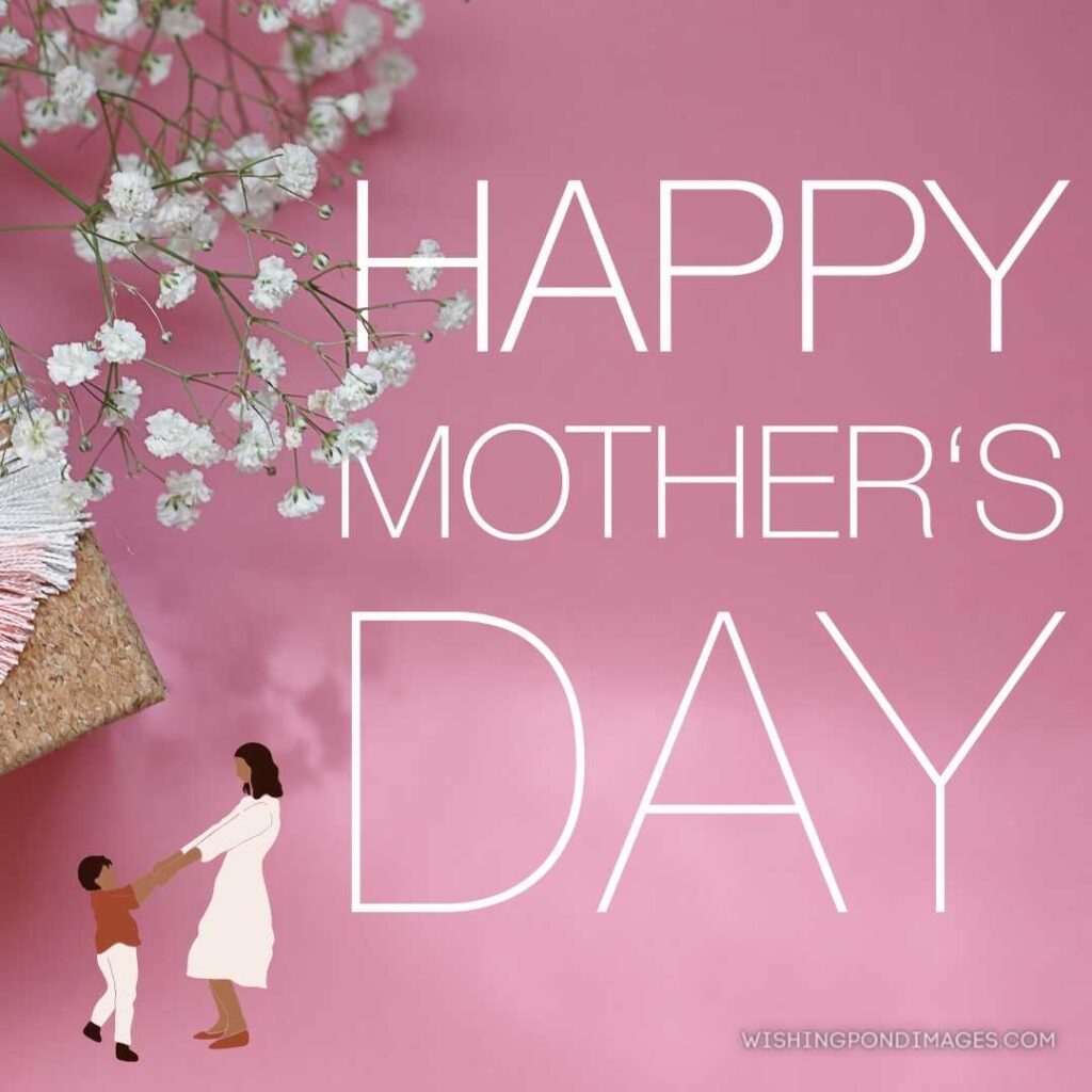 Bright and colorful background with happy mothers day written on light pink background. Happy Mothers Day images