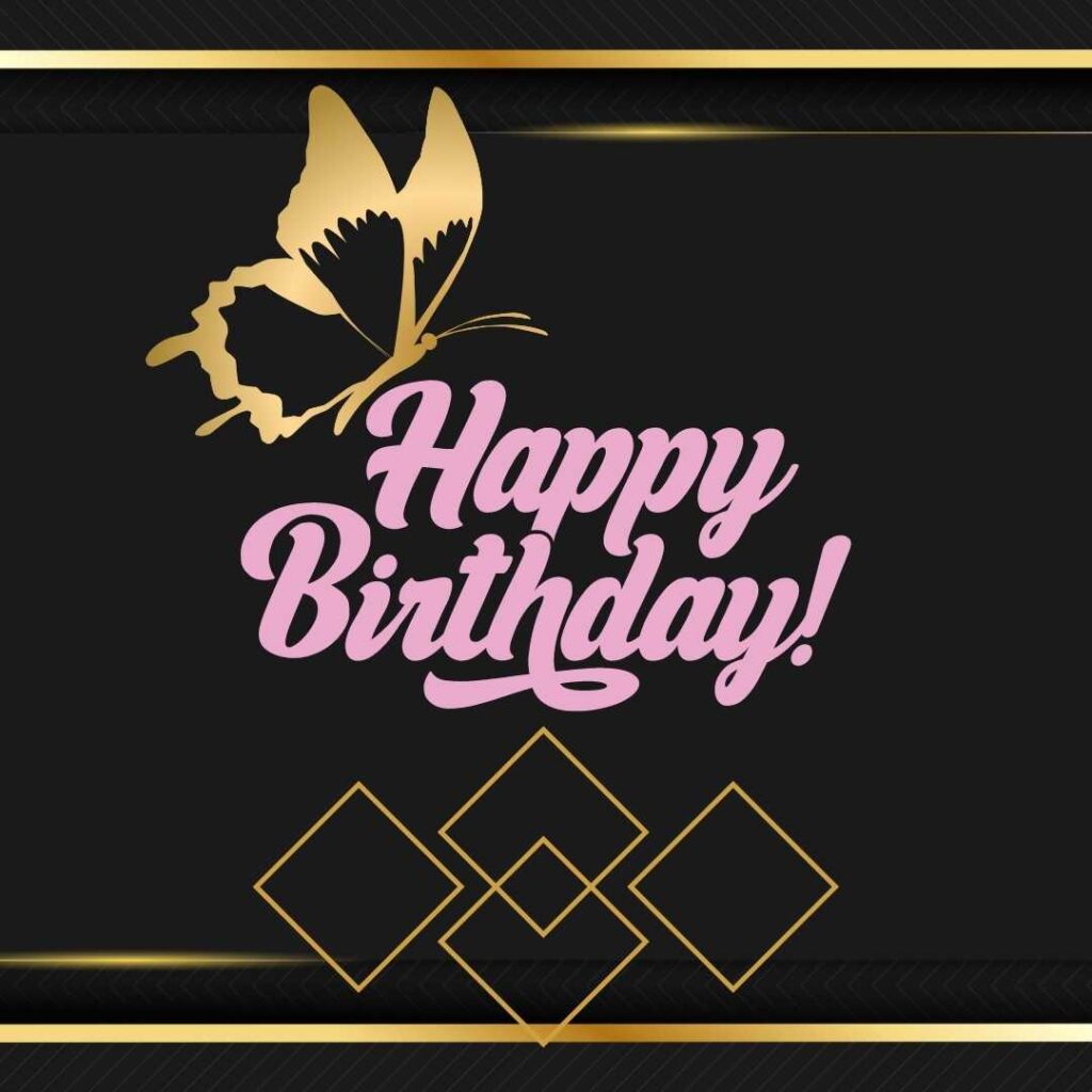 Butterfly decoration frame on dark background. Happy birthday butterfly images
