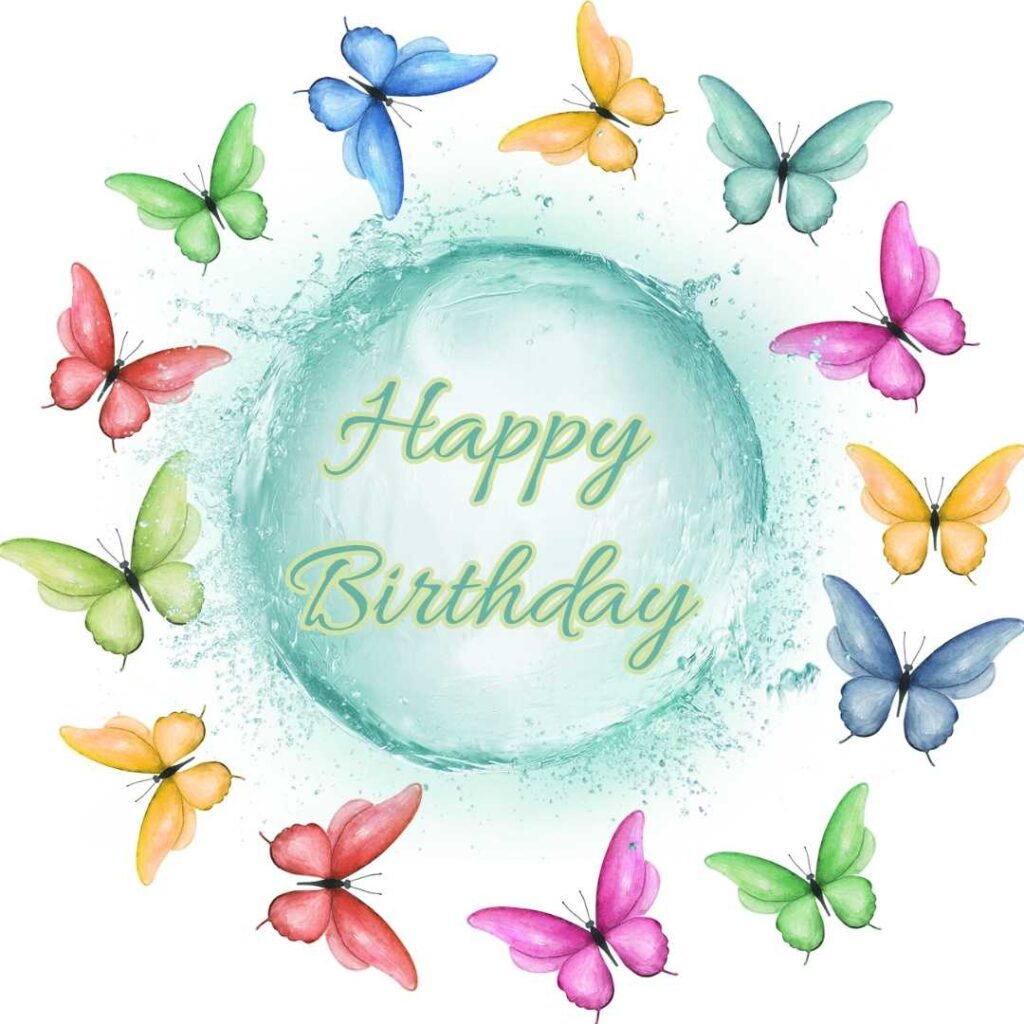 Colorful butterflies frame. Happy birthday butterfly images