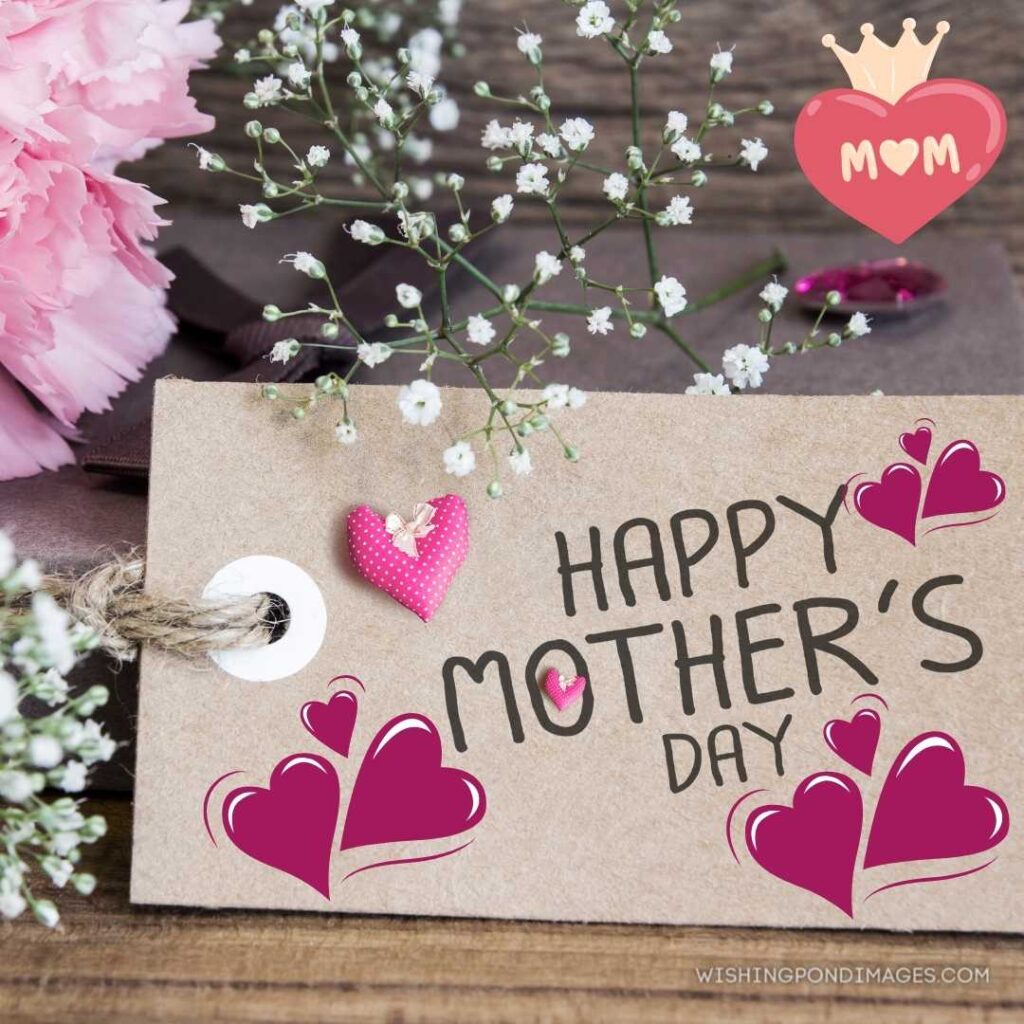 Happy mother's day card tag-shaped with little flowers on background. Happy Mothers Day images