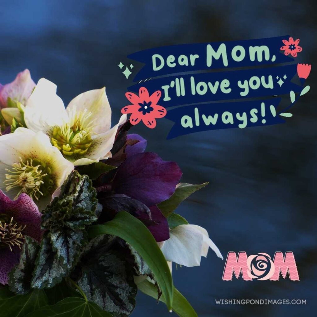 Happy mother's day written on dark blue background with colorful flowers bouquet. Happy Mothers Day images