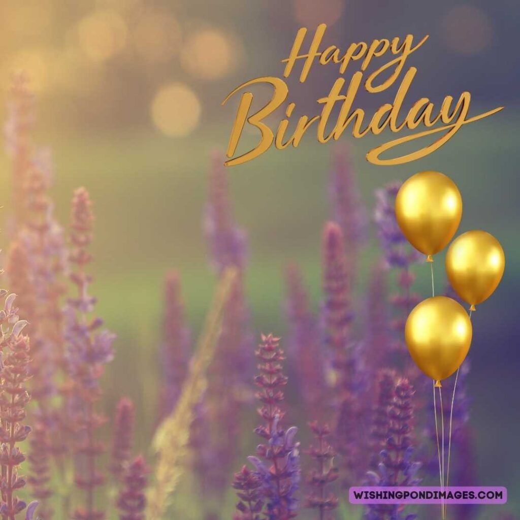 Lavender flower image on natural green background. Happy birthday lavender flower images