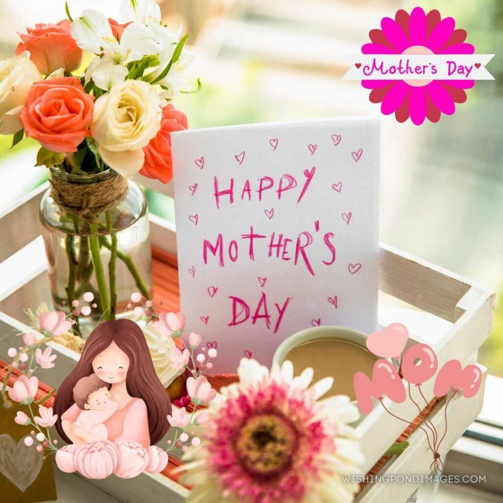 Postcard happy mothers day festive tray. Happy Mothers Day images