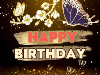 Purple-golden butterfly on a glittery gold background. Awesome Happy Birthday Butterfly Images Graphics Pictures
