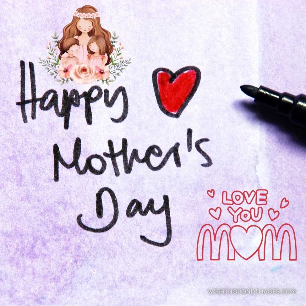 Text happy mothers day handwritten on purple paper. Happy Mothers Day images